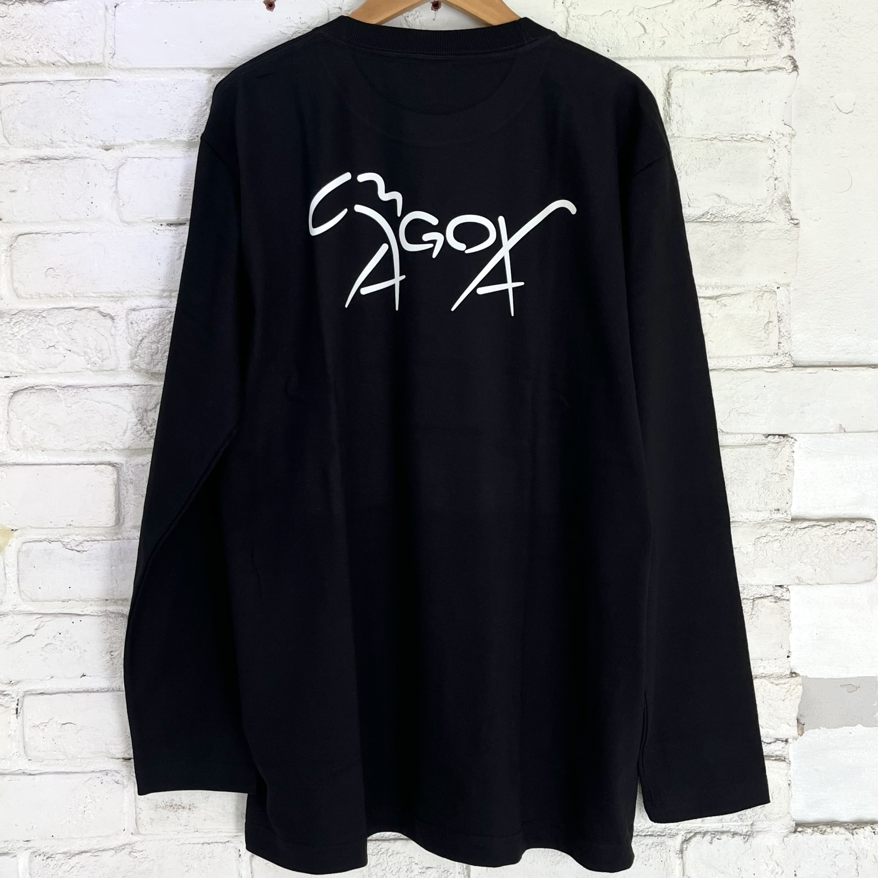 馬小屋デザインロゴ 馬小屋ロンT 2024 Lサイズ ブラック バックプリント